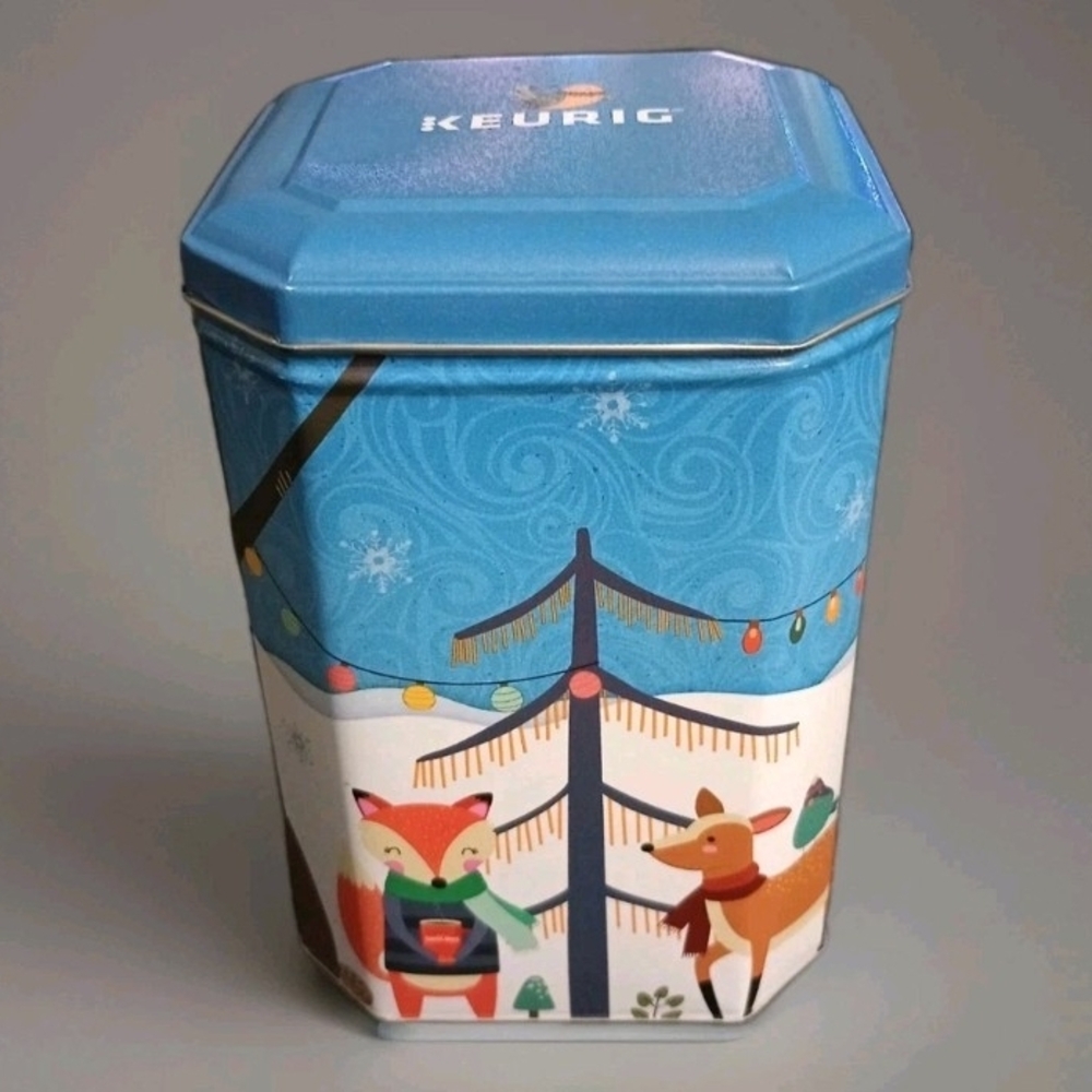 Keurig Holiday Tin Christmas Winter Woodland Animals - Empty
